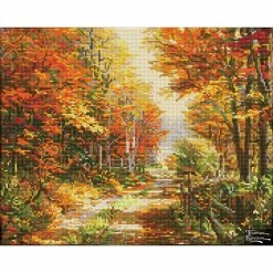 New 😍 Diamond Dotz® Intermediate Level Thomas Kinkade A Walk Down Autumn Lane Diamond Painting Kit 🧨